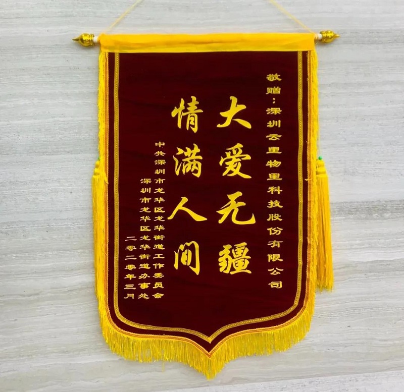 錦旗飄飄顯大愛，防疫抗災贊云里